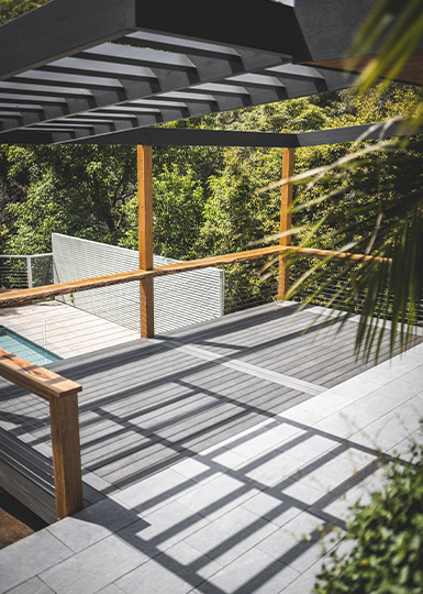 Ekodeck decking with pergola over the top