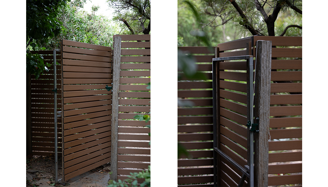 ekodeck fence screening gate leatherwood composite